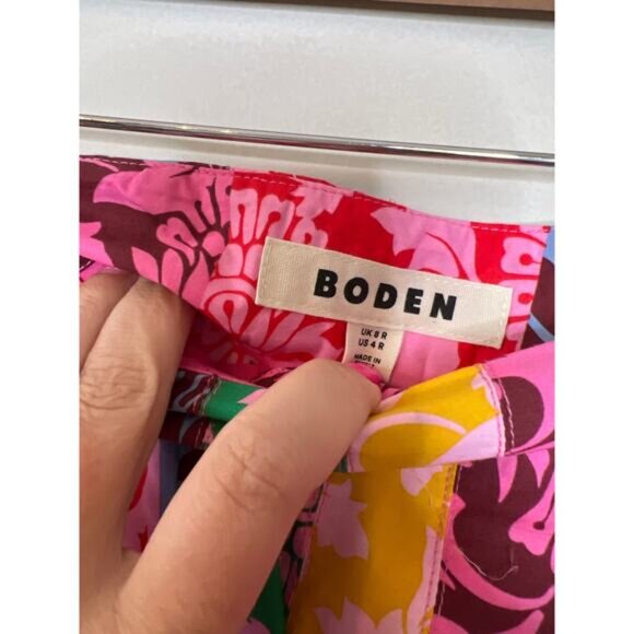 NEW Boden Valentina Poplin Fit and Flare Floral Print Midi Skirt Red Size: 4 - Picture 4 of 7